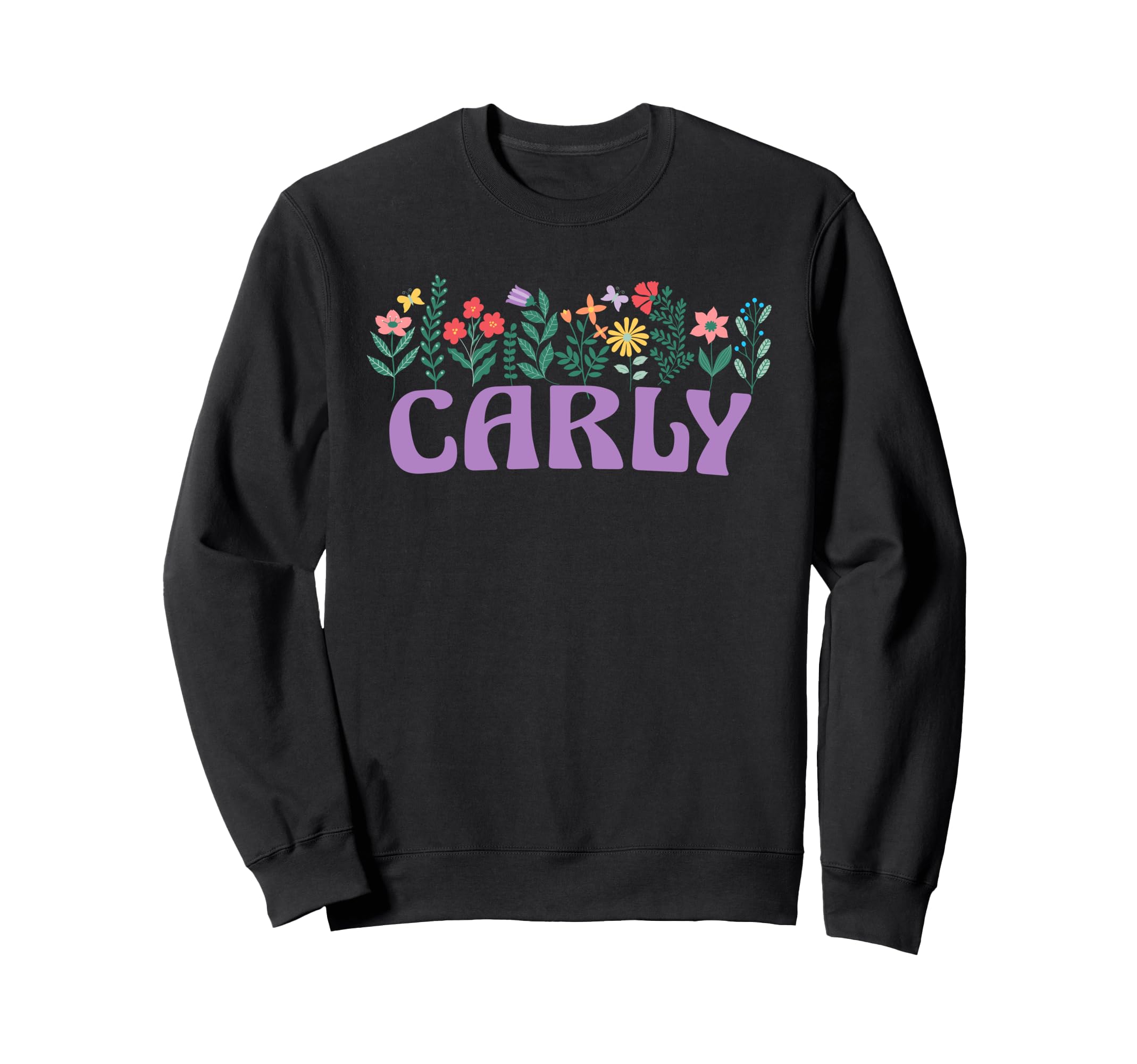 

Wildflower Floral Curly First Name Day Sweatshirt Mother s Women s чорний