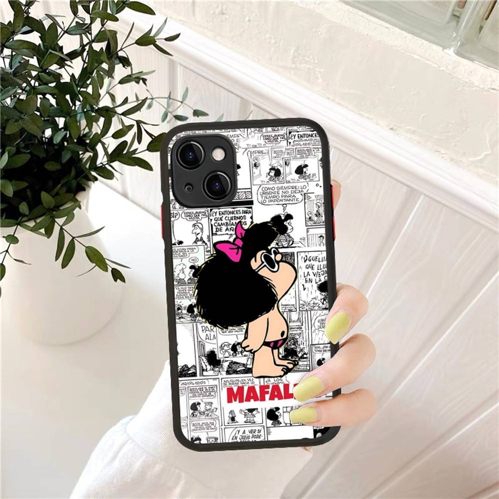 Mafalda Phone Case For IPhone 14 11 12 13 Mini Pro Max 8 7 Plus X XR XS MAX Translucent Matte Cover