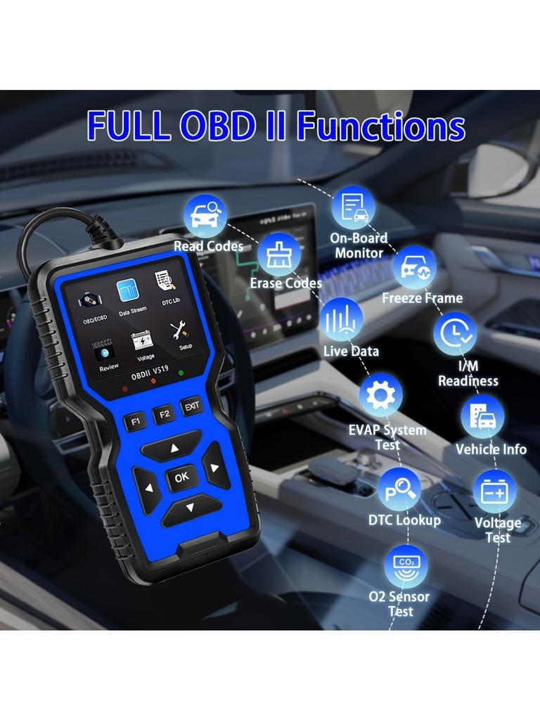 Auto OBD2 Scanner Diagnosewerkzeug Code-Leser, Autospannungstester Motorfehlercode-Scanner, Ladetester Diagnosewerkzeug V519