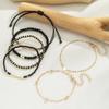 6PCS Boho Beads Handmade Black Glass Stone Bracelets for Women Lady Jewelry Party Vacation Jewelry Accessories