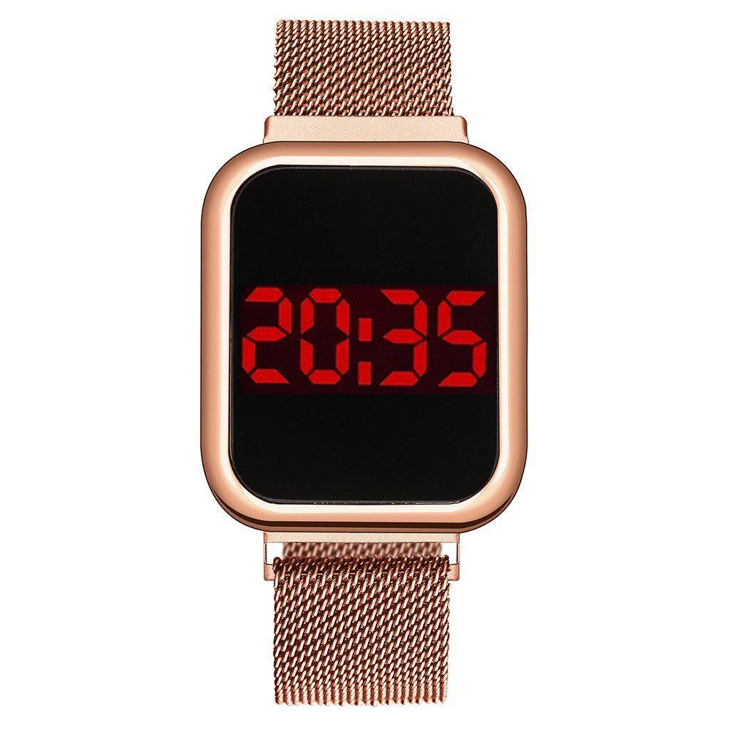Ladies Square Head Multi-function Electronic Watch Quartz Watch Student Outdoor Sports Touch Screen Red Light Electronic Watch