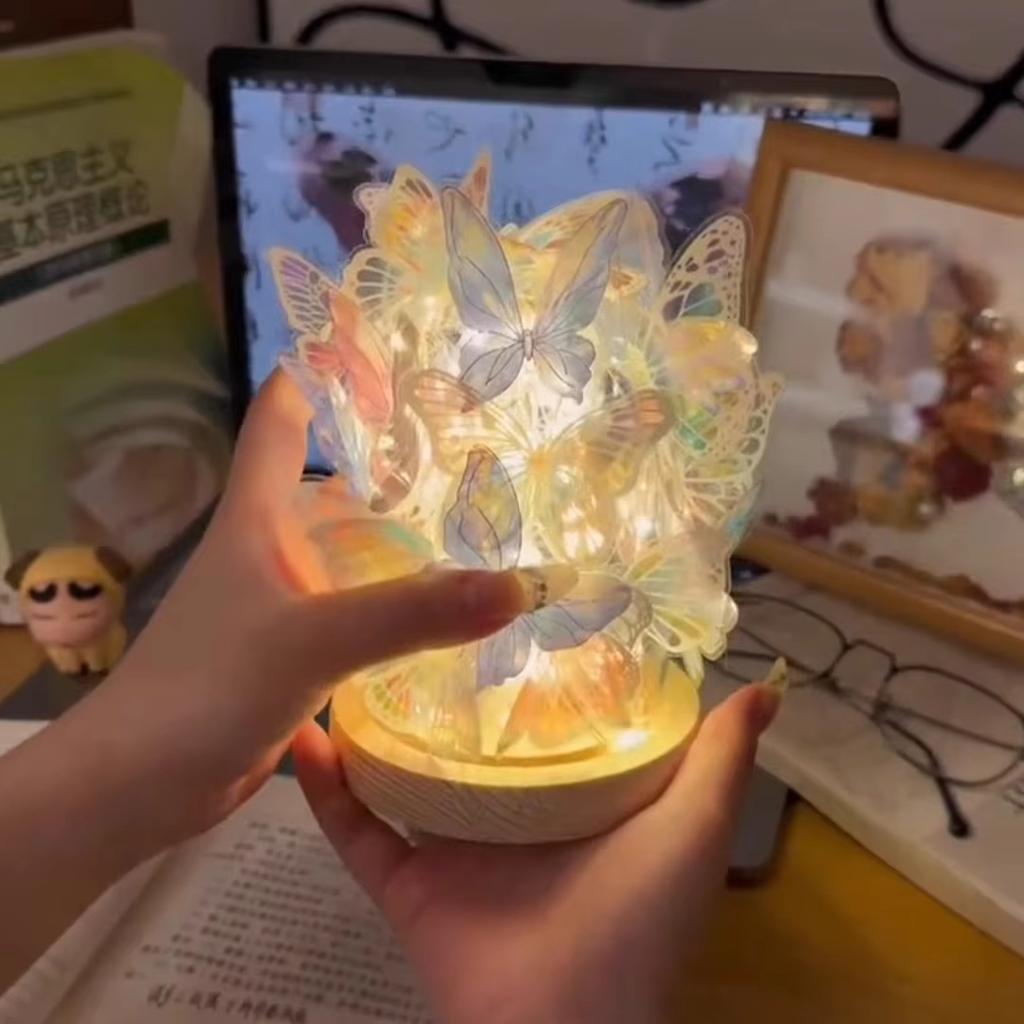 Butterfly Shape Night Light Handmade DIY Material Pack Ambient Light Bedroom Valentine's Day Gift Children's Toy Room Decoration