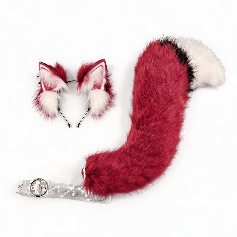 Y2K Anime Wolfsohr Stirnband Schwanz Set Cosplay Kostüm Party Tier Rollenspiel Plüsch Accessoire