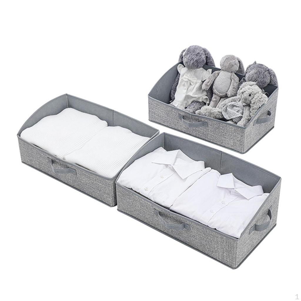 3 Pack Collapsible Baskets for Clothing, Storage Boxes with Handles Household Use