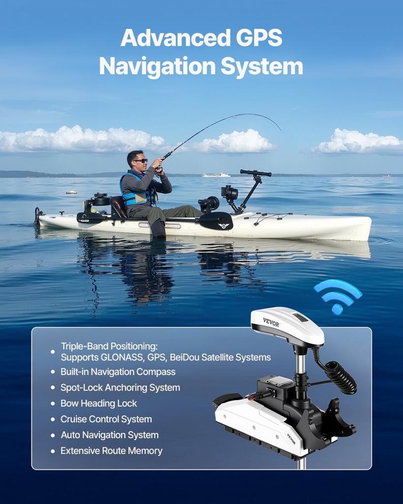 55lb 12V Thrust Electric Trolling Motor Saltwater Boat Engine 54" Shaft