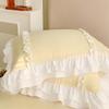 Korean Princess Lolita Bed 4-Piece Set Solid Washed Cotton Breathable Bed Sheet Duvet Cover Bedding Set with Lace