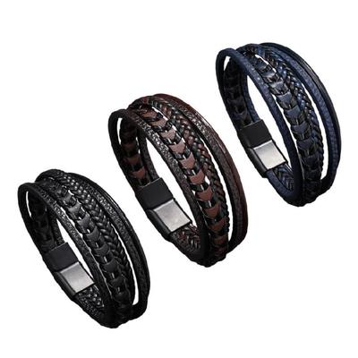Vintage Handmade Leather Simple Bracelet Multilayer Bracelet Leather Strap Wrist Jewelry Present for Fashion Enthusiasts