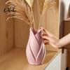 Kreativer Pflanzen-Display-Halter Blattförmige Kunstvase, 3D-gedruckte matte verdrehte florale moderne Skulptur Dekorative Vase für Blumen Blume Wohnzimmer