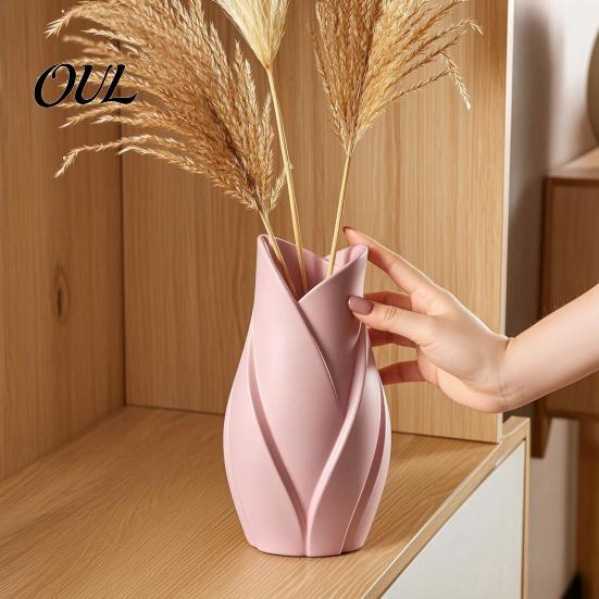 Kreativer Pflanzen-Display-Halter Blattförmige Kunstvase, 3D-gedruckte matte verdrehte florale moderne Skulptur Dekorative Vase für Blumen Blume Wohnzimmer