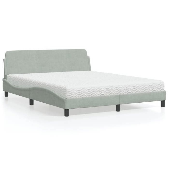 VidaXL Lit avec matelas gris clair 160x200 cm velours 3208431