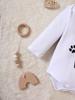 Baby Winter And Fall Onesie Long Sleeves “MY SISTER HAS PAWS” Round Neck 100% Cotton Triangle Onesie