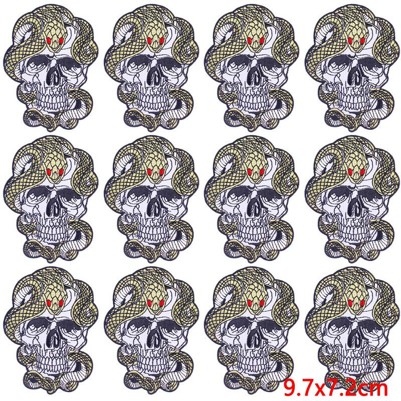 10Pcs/Lot Skull Punk Patches For Clothing Hip Hop Iron On Patches For Clothes Patch Thermoadhesive Embroidery Fusible Patch DIY