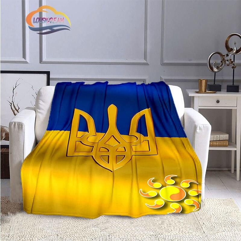 Modische Decke der ukrainischen Fußballmannschaft mit goldenem Logo für Erwachsene und Kinder, 3D-gedruckte warme Decke, Geschenkdecke für Sportliebhaber