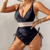 Solid Color High-Waisted Womens One-Piece Swimsuit With Padded Bust Support Backless Design