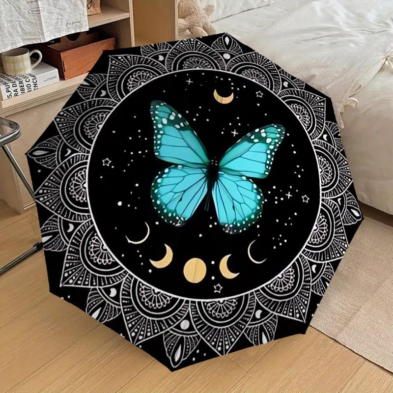 1pc Butterfly Mandala Night Sky Umbrella with Plastic Handle,Suitable for All Seasons Home Travel Outdoor UmbrellaDD358