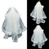 Delicate Wedding Bridal Lace Veil with Pearl/ Bowknot Girls Bride Veil Long Tulle Wedding Tiaras for Marriage Women