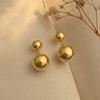 1 Pair Double Ball Drop Earrings for Women Girls, Dangle Stud Earrings, Minimalist Statement Jewelry