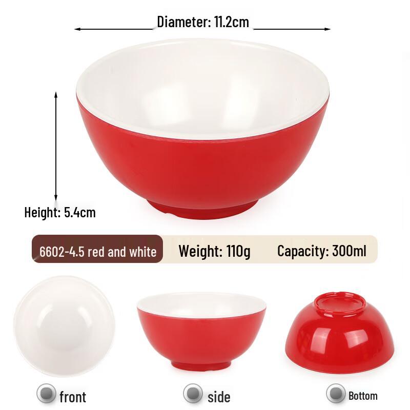 Durable Melamine Small Rice Bowls (10-Pack)