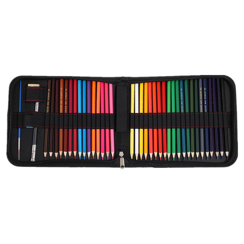 72-Color Oil-Based & 24-Color Water-Soluble Colored Pencil Set for Students with Painting Brushes 2B