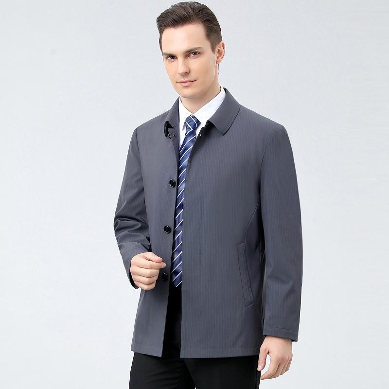 Autumn New Style Lapel Executive Jacket Men's Casual Loose Middle-aged Dad's Civil Servant Jacket