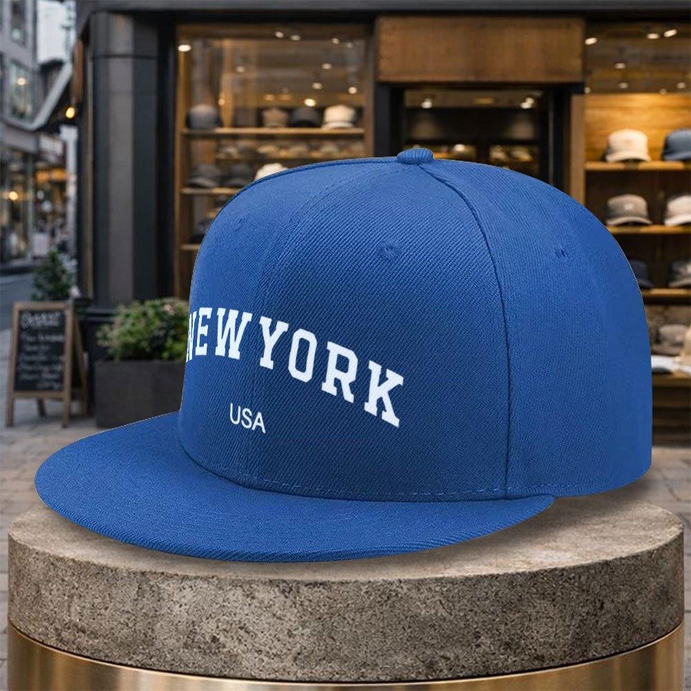 pc New York USA Pattern Baseball Cap with NYC Skyline Iconic Landmarks Adjustable Snapback Flat Brim Hat Suitable for Golf