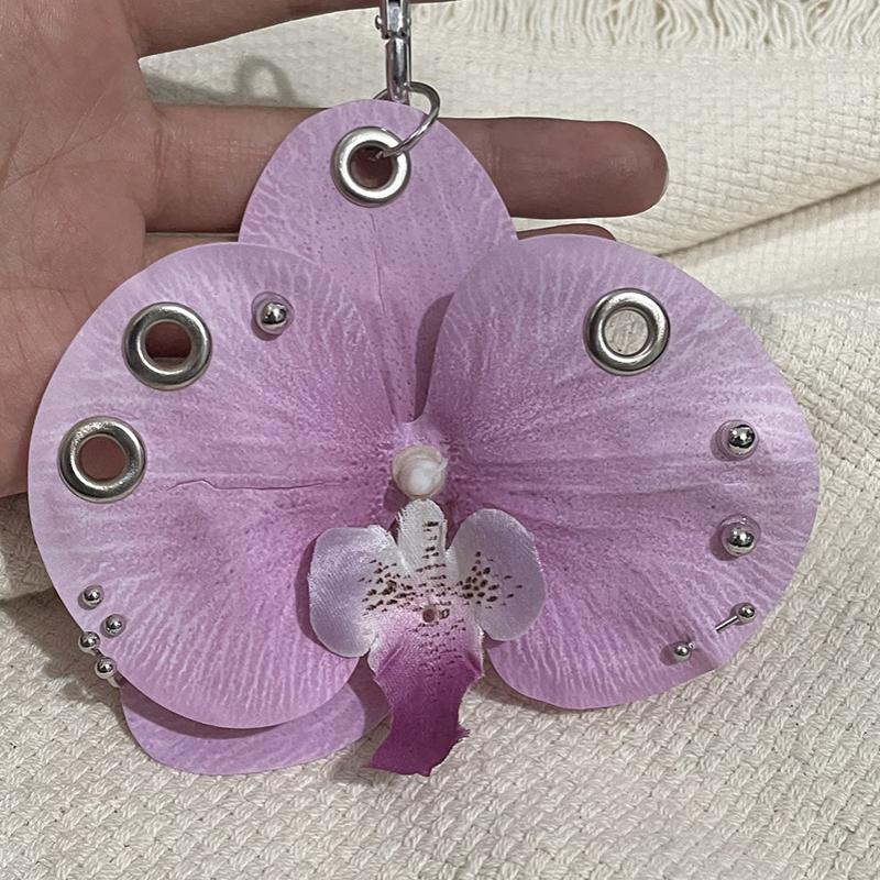 Exquisite Phalaenopsis Orchid Lily Keychain Creative Simulation Flower Bag Pendant  Backpack Decoration Accessories Gifts