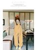 Khaki Women's Age-Defying Overalls and T-Shirt Set - Spring/Summer 2024 Korean Style