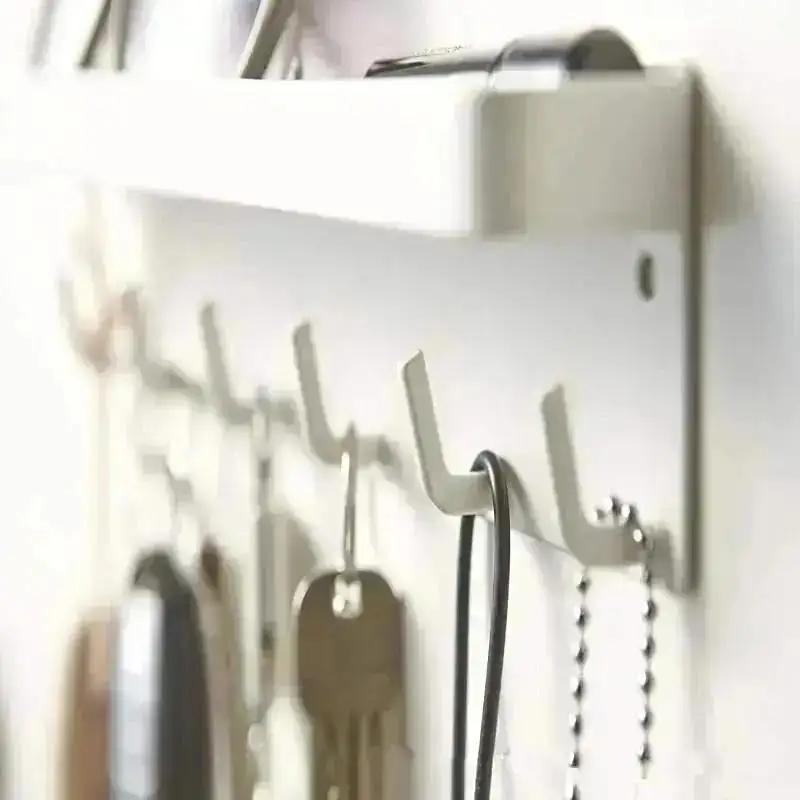 Wall Keychain Self-adhesive Key Holder Wall Mounted Storage Bag With Door Entry Channel And Office Hook Black