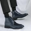 Herren Übergröße High-Top Lederstiefel - Colorblock, Seitenreißverschluss, Britischer Stil, Herbst/Winter Mode