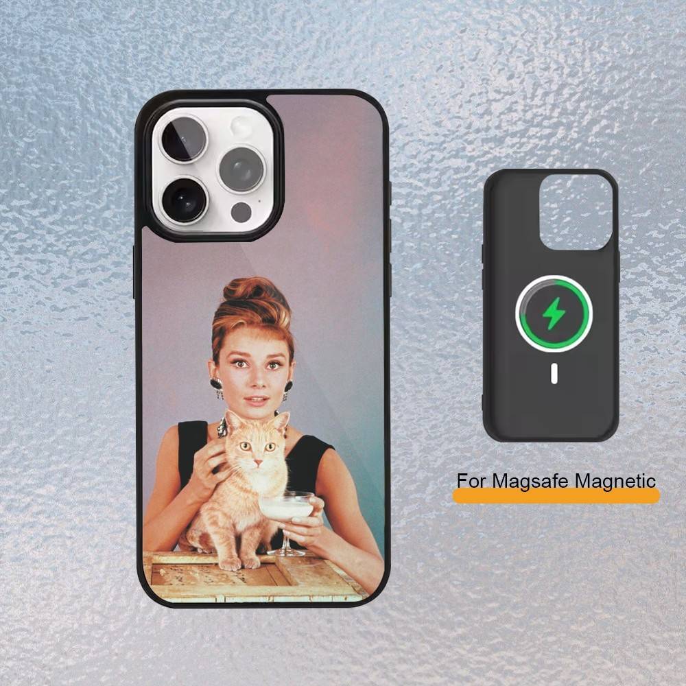 Audrey H-Hepburn Super Actor Phone Case For iPhone Magsafe Magnetic 17,16,15,14,13,12,11 Wireless Charging cover