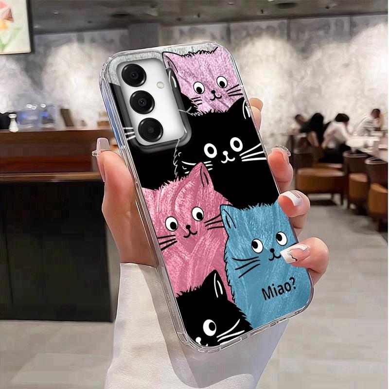 Cute Cat Case For Samsung A56 A16 A17 S25 FE Xiaomi Redmi Note 14 13 Pro 14C A5 Huawei Honor 400 200 Lite Pro iPhone 16 Pro Max Shockproof Cover