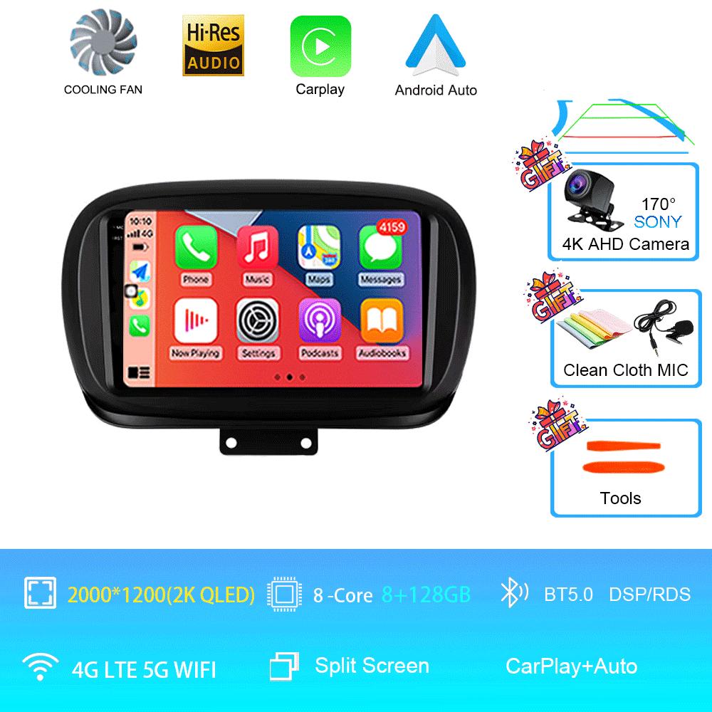 Car Radio Android 14 For Fiat 500X 2014 - 2020 Multimedia Video Player GPS Navigation Wireless Carplay+Auto Stereo QLED HeadUnit