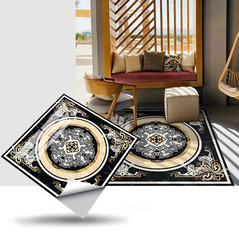 1PC Tapete Selbstklebende PVC-Parkett-Marmor-Aufkleber Wasserdichter Bodenaufkleber Quadratische Aufkleber Rutschfeste Wohndekoration