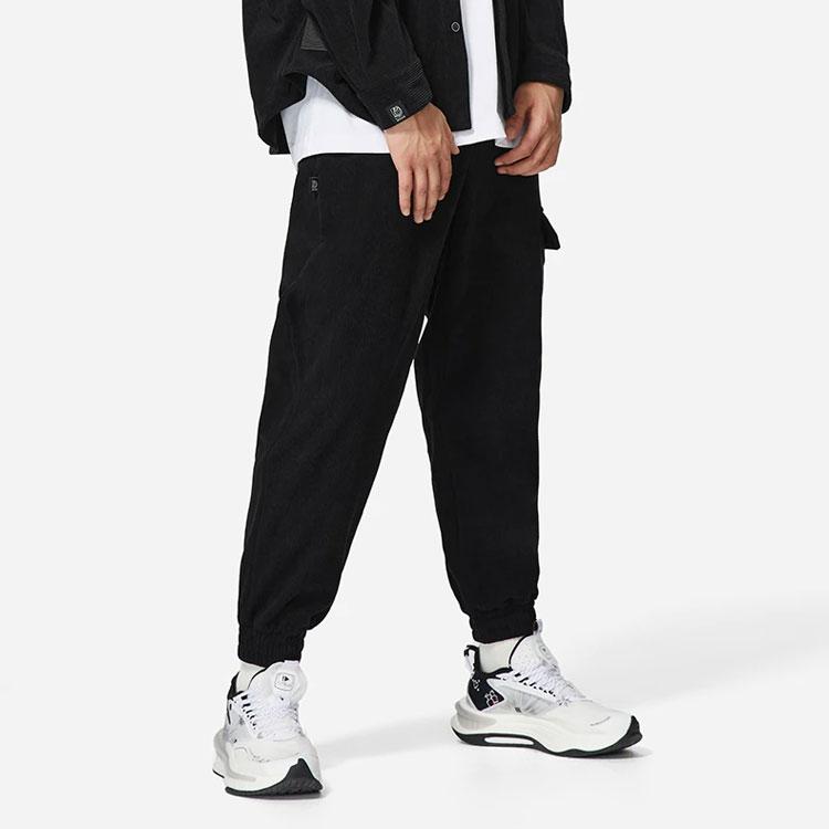 Li-Ning Wade Series Solid Color Logo Patch Joggers Men Bottoms Black AKXSB25-1