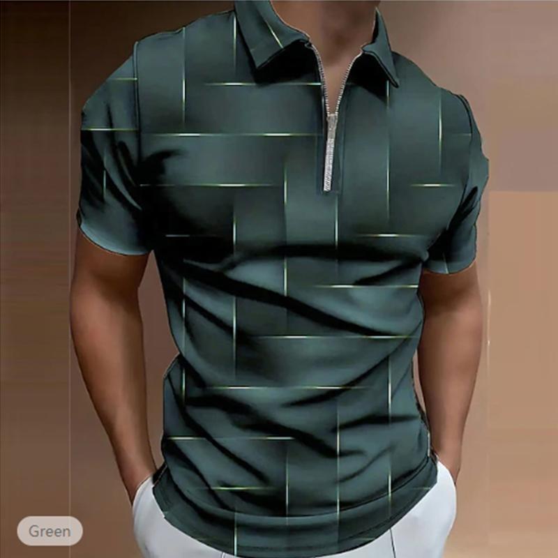

Повседневная футболка с лацканами, молодежная модная футболка с застежкой-молнией, футболка с коротким рукавом, мужская 3D-бутиковая мужская футболка с квадратным узором 8XL