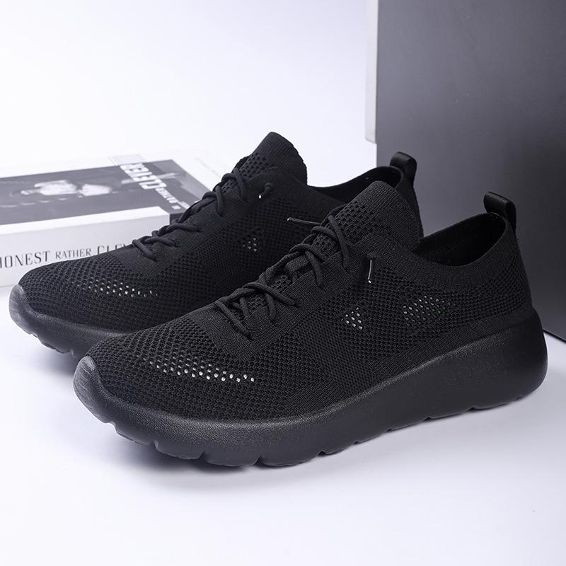 Four Seasons Breathable Flying Weaving Men's Shoes Lightweight Running Shoes Fashion Mesh Shoes Large Size Casual Shoes Women's Sneakers