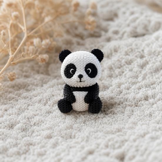 3D Printed Panda Desk Ornament, Retractable Rotating Cute Animal Figurine, Mini Fidget Stress Relief Toy for Home Office Decor