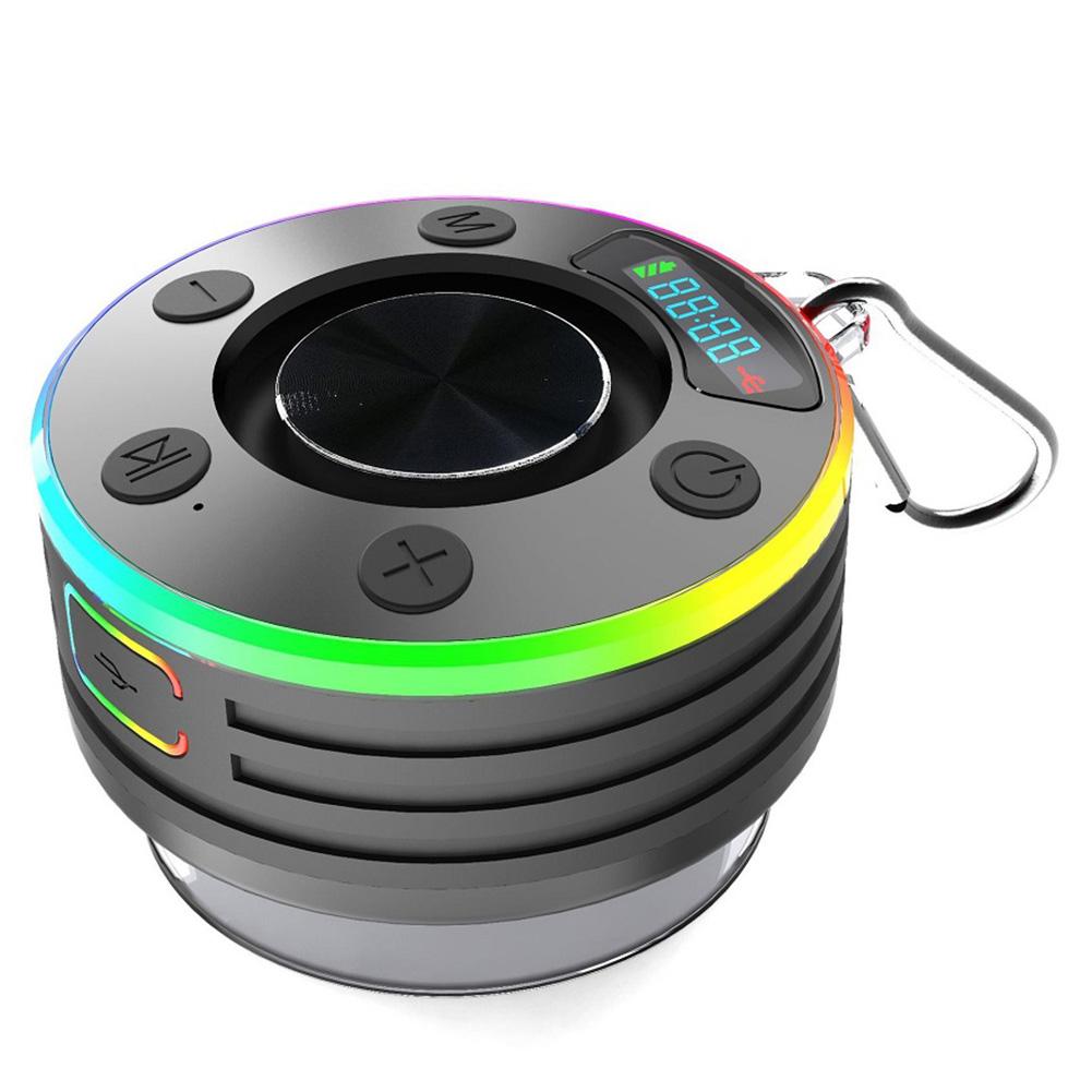 Bluetooth-compatible Mini Stereo Speaker IPX7 Waterproof with LED Light with Suction Cup for Bathroom Party Travel Beach Outdoor