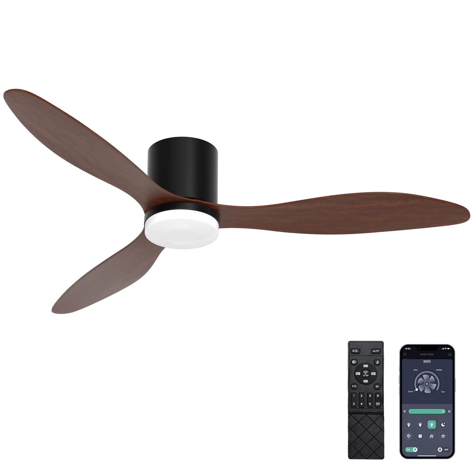 42  Profile Ceiling Fan with Lights Remote/App Control Dimmable LED DC Motor Walnut