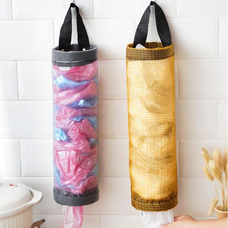 Wall-Mounted Garbage Bag Storage Artifact Box Finishing Kitchen Plastic Bag Collector No Punching Shopping Storage Hanging