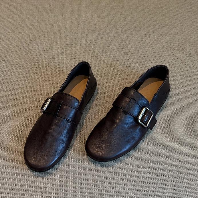 

В наличии: Женские лоферы из натуральной черной кожи - Коллекция Весна/Осень 2025 - Ретро-балетки на мягкой подошве 35 коричневый