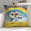 classic cartoon Puffin Rock Cushion Cover Soft  EasyWash Pillow Case  Versatile for Couch Bed Travel and Office