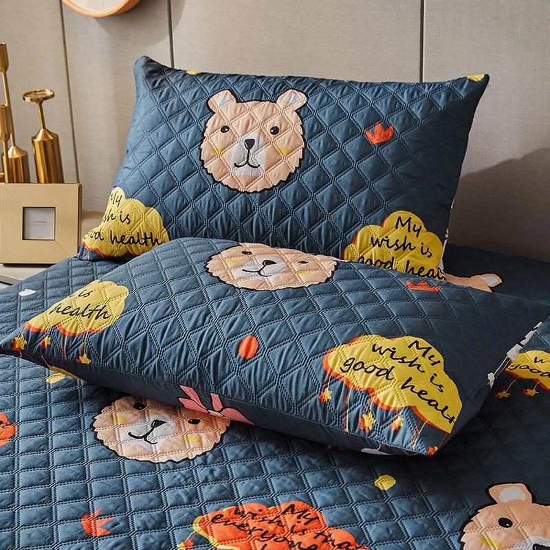 Solid Color 2Pc Waterproof Quilted Pillowcase Pillow Cover Case 48x74cm Pillowsham Anti-Mite Anti-Bacterial Bedroom