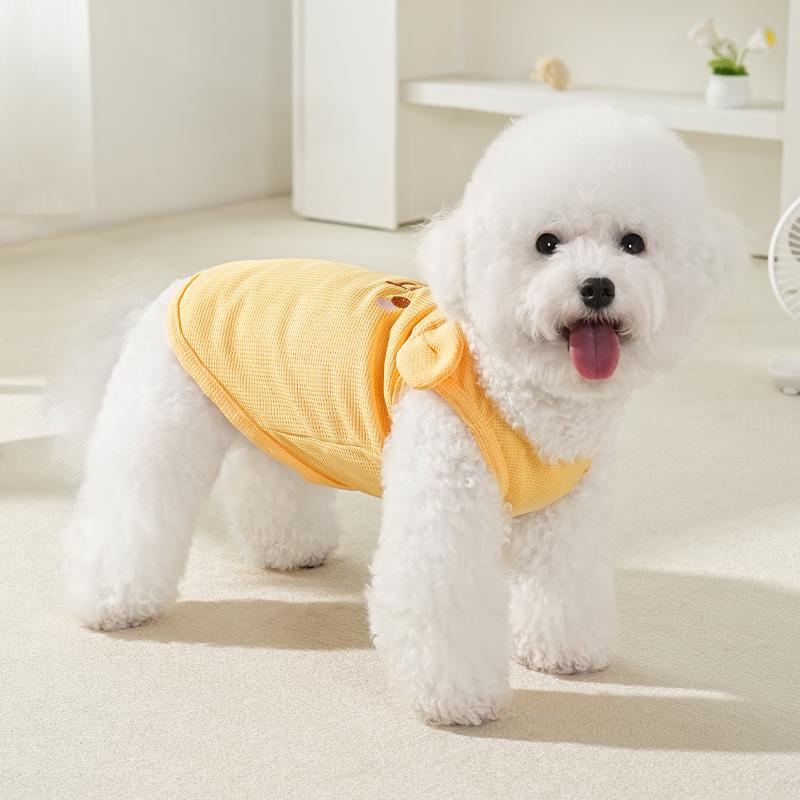 Summer Dog Cat Mesh Vest Breathable Pet Shirt Lightweight Puppy Kitten Clothes Cute Bowknot T Shirt for Small Medium Pets