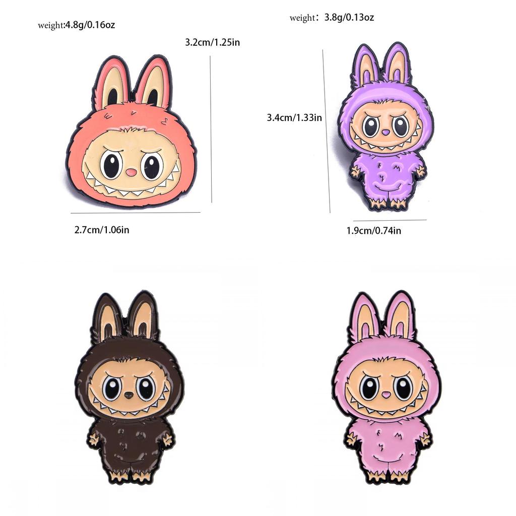 Labubu Cartoon Brooch Alloy Pin For Clothing And Bags Perfect Gift For Anime Fans