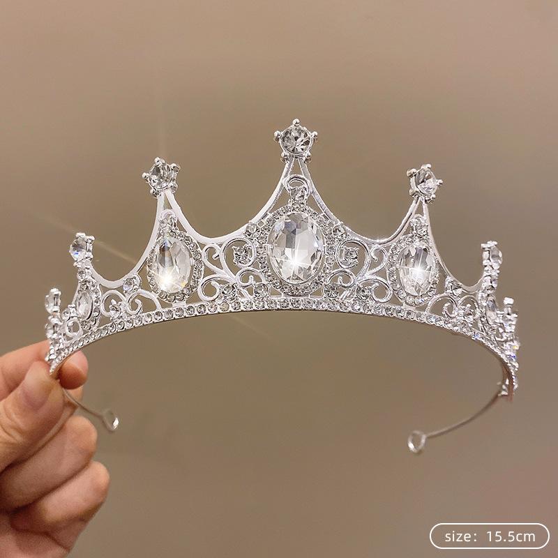 Children's Princess Crown Crystal Tiara Girls Hair Accessories High-end Atmosphere Dance Performance Birthday Gift Crown Bridal