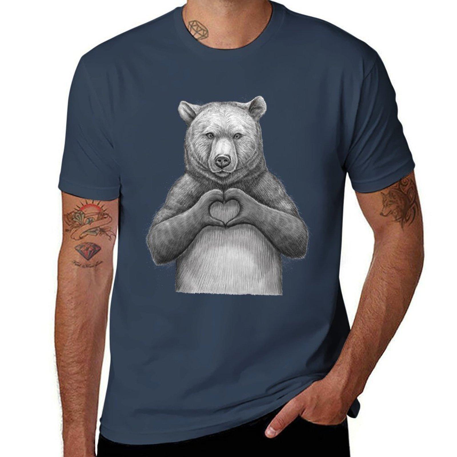 Bear With Love Tshirt Minimalist Plain Crew Neck Tshirt S