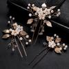Pearl Hair Pin Clip for Women Luxury Crystal Rhinestone Wedding Hairpins Sticks Gold Prom Bride Bridesmaid Hair Accessories