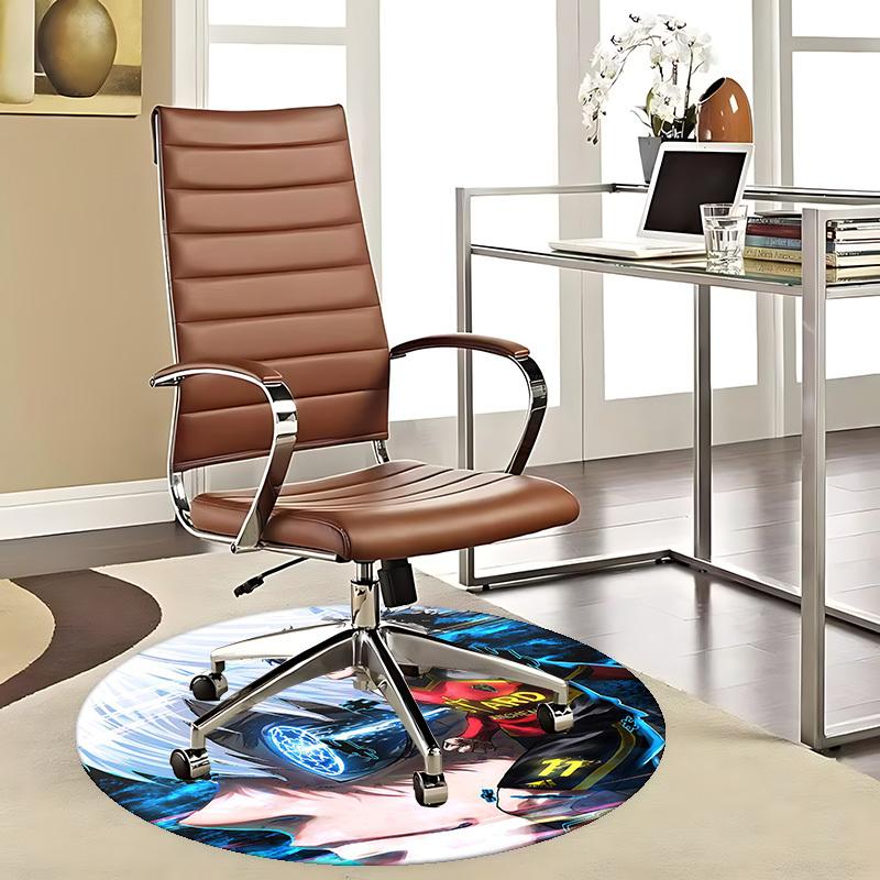 

1pc Anime Design Round Carpet - Standard München Jersey with Puzzle Piece Print, Office Chair Mat, Non-Slip Rug, Living Room, Bedroom, Game Room 80cm