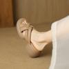 Krazing Pot Schaffell Pantoletten Peep Toe Blockabsätze Sommerschuhe Europäisches Design Plateau Wasserdicht Damen Sandalen
